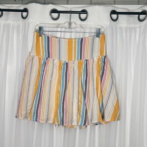 Love Fire Yellow and Blue Pleated Skater Mini Skort